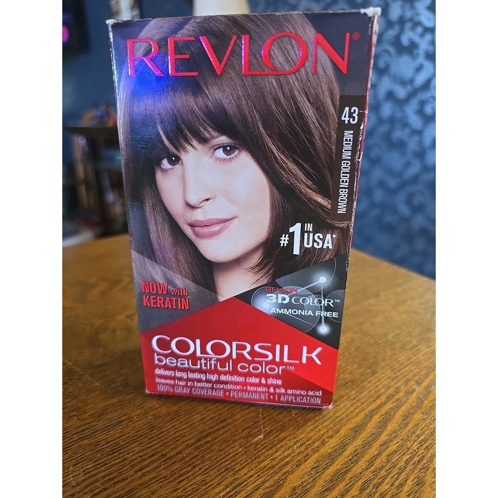 Revlon, Permanent Dye, 100% Gray Coverage, Ammonia Free, 43 Medium Golden Brown